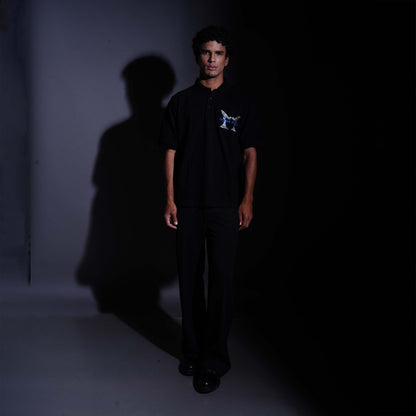 SPIRIT OF THE DRAGON POLO T-SHIRT - JET BLACK