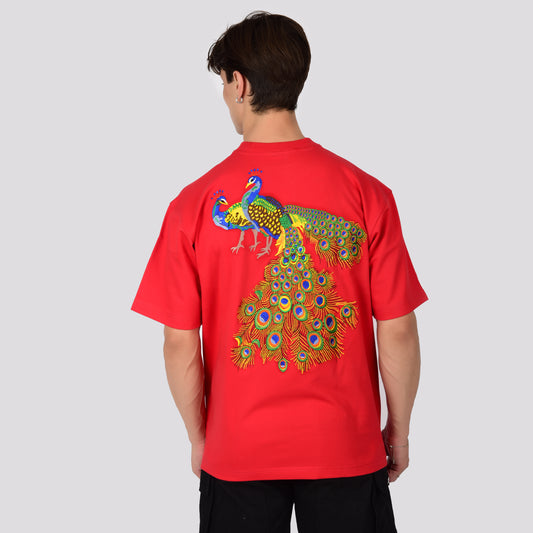 PEACOCK T-SHIRT - RED
