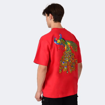 PEACOCK T-SHIRT - RED