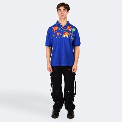 MAPLE LEAF POLO T-SHIRT - COBALT BLUE