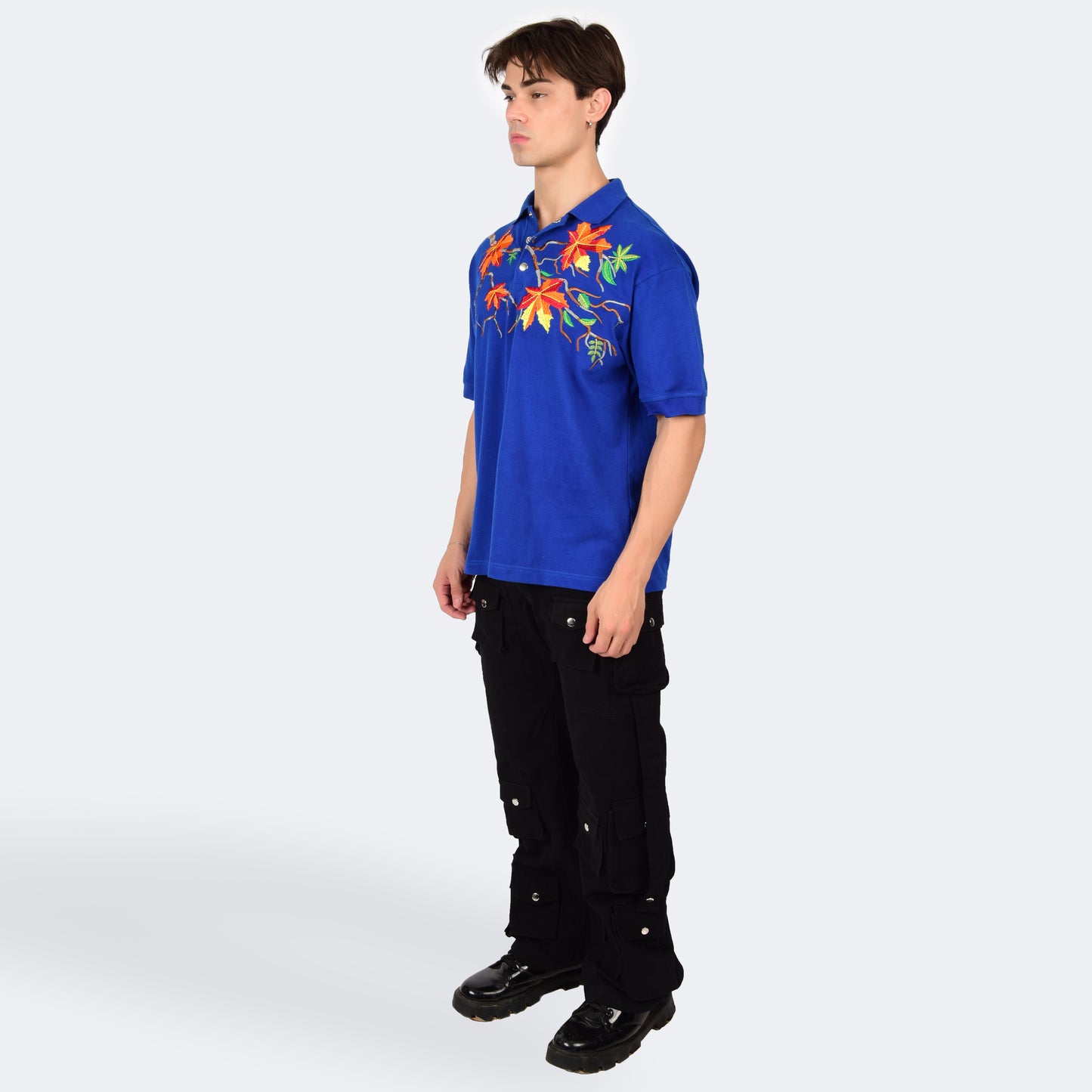 MAPLE LEAF POLO T-SHIRT - COBALT BLUE