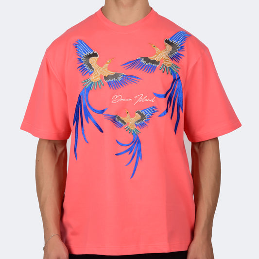 BIRD OF PARADISE T-SHIRT - CORAL PINK