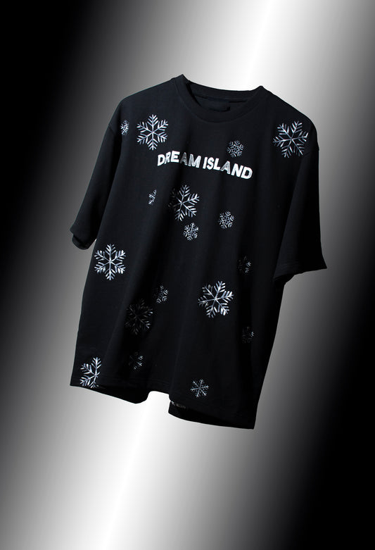 Greyscale Snowfall T-shirt in Jet black